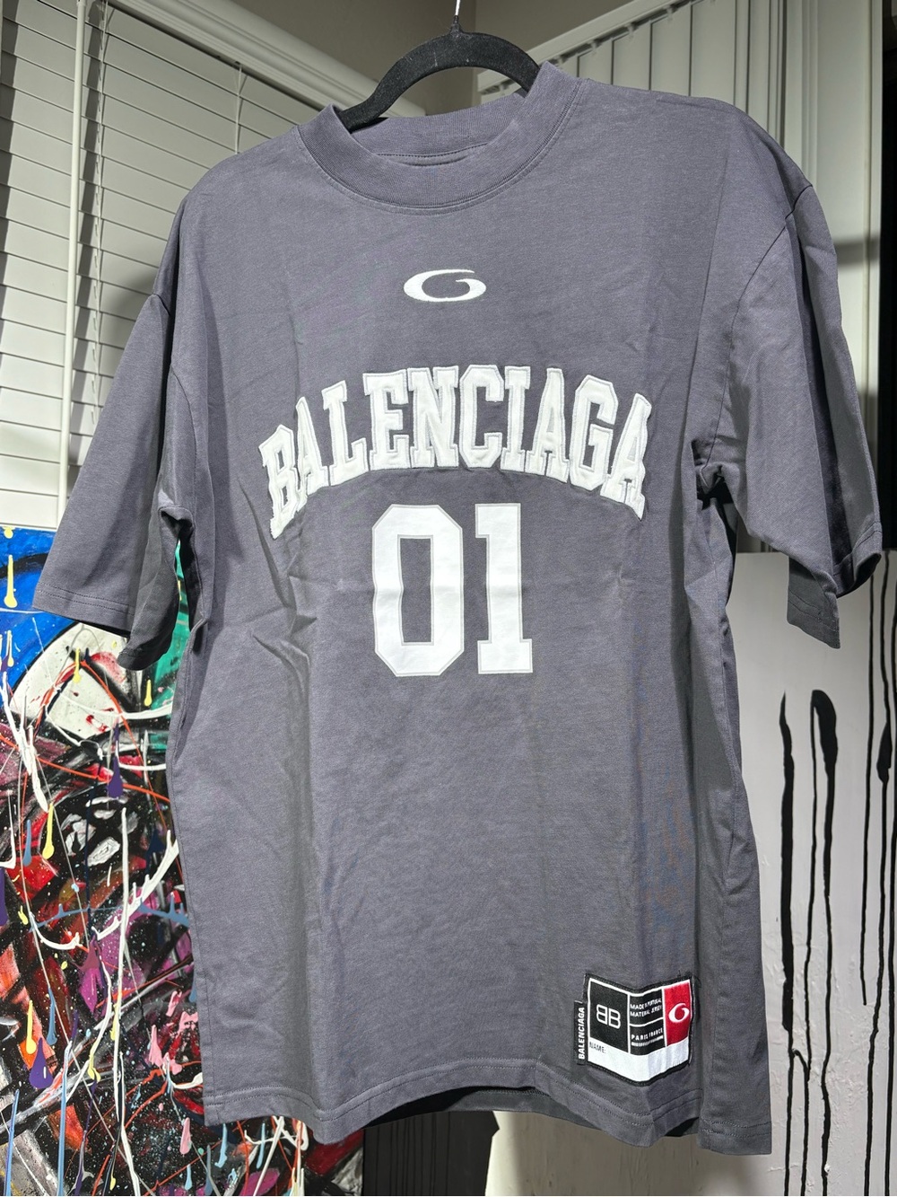 Balenciaga Oversized 01 Jersey Size L Black Short Sleeve